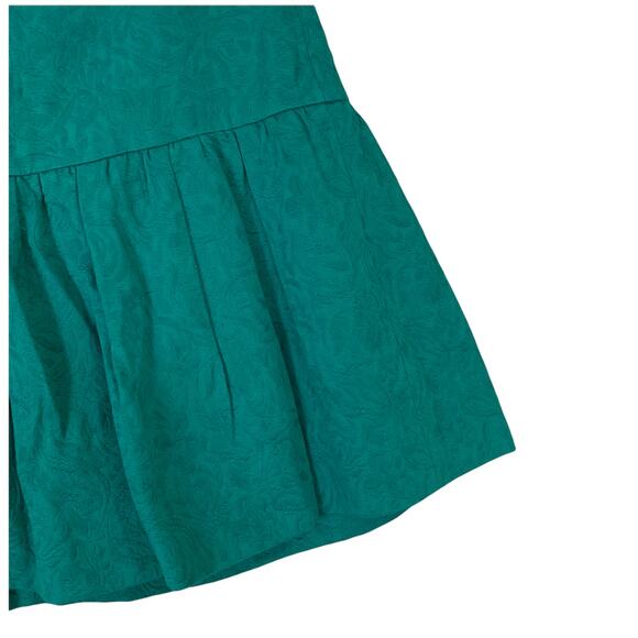 J. Crew Green Jacquard Matelasse Drop Waist Skirt Jade Teal Peplum Ruffle 0 XS - Picture 8 of 10